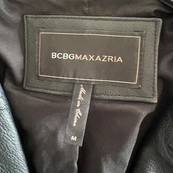 BCBG MaxAzria Womens Classic Moto Biker Leather Black Jacket orig. $598 MED. - Picture 3 of 15